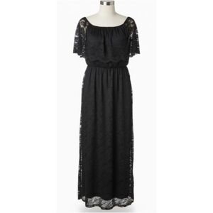 Chic Soul Women's Size 3X Off Shoulder Black Lace Fully Lined Boho Maxi Dress